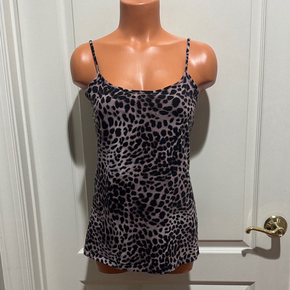 LOFT Cheetah Leopard Animal Print Black Brown Beige Cami L Large $40 EUC KL